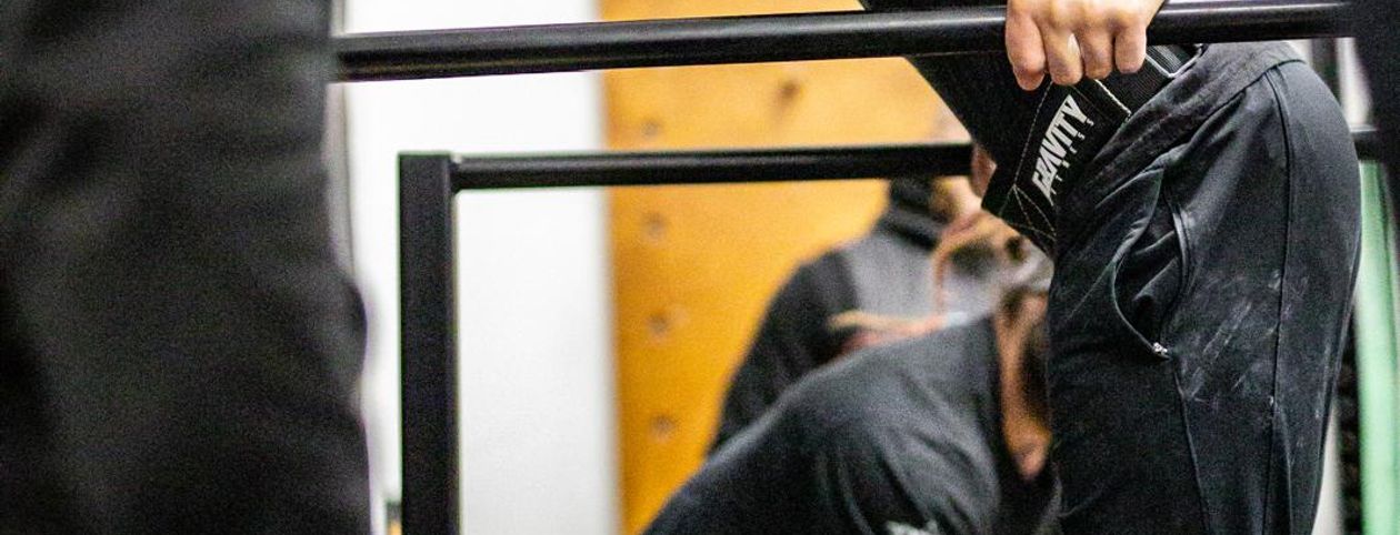 Lucas Rosemin doing a dip on a calisthenics bar